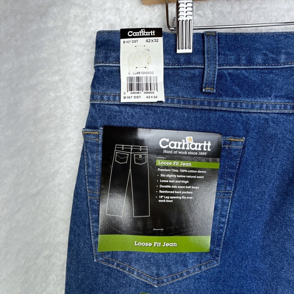 Carhartt Loose Fit Denim Jeans Mens 42x32 B167 DST Darkstone NWT NOS